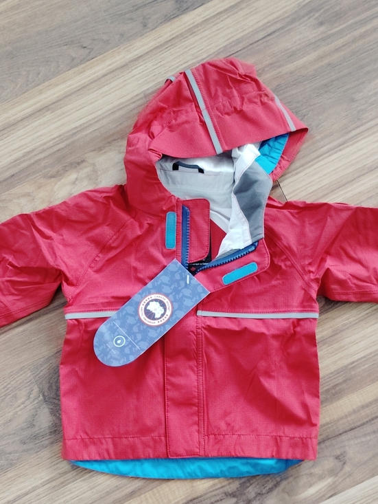 Canada Goose Other - Canada Goose Red Kids Hooded Jacket with Teal Trim